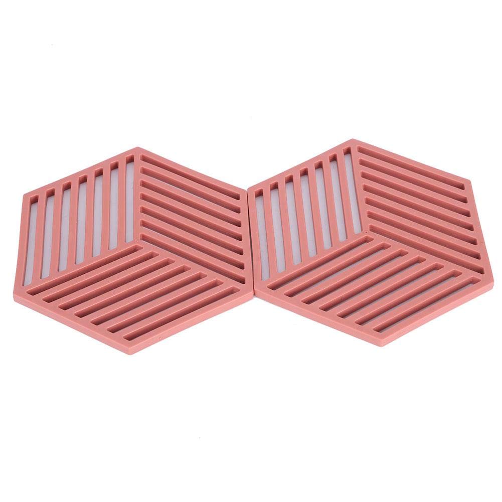 Hexagon Stripe Red Non-Slip Heat-Resistant Table Mat - Durable Placemat for Dining, Kitchen & Coffee Shop Use - Perfect for Hot Dishes, Drinks & Home Decor