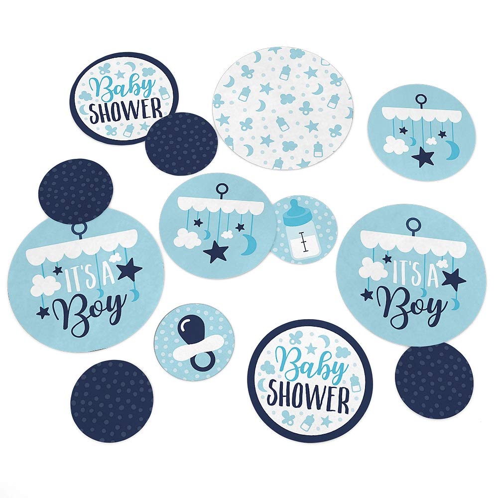 Big Dot of Happiness It's a Boy - Blue Baby Shower Giant Circle Confetti (27 Count) - Gender Reveal & Nursery Decorations - Perfect for Baby Showers, Birthday Parties and Gender Reveal Celebrations