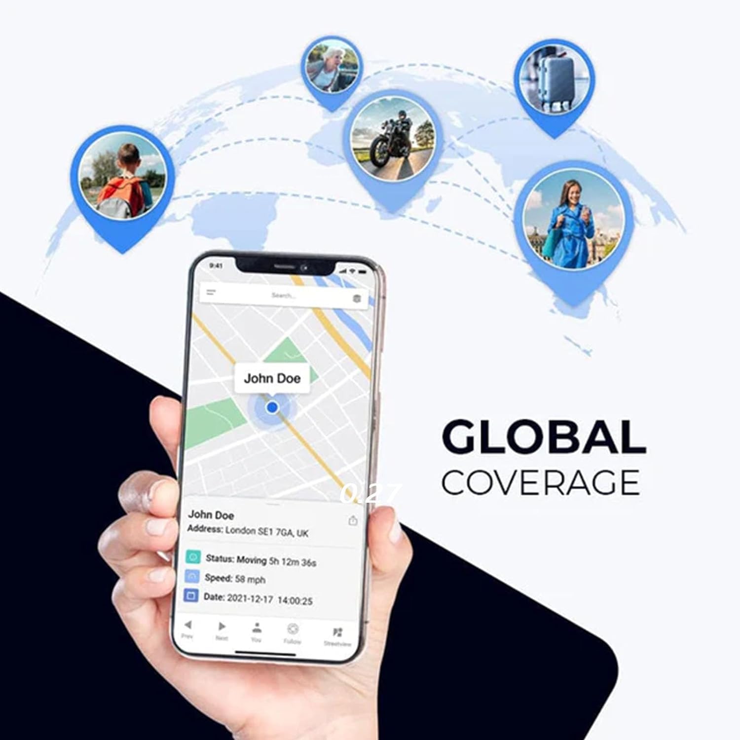 Figskey Oveallgo Extra Mini Magnetic GPS Tracker 2024 - Ultra Portable GPS Locator for Kids, Cars, Luggage, Elderly & Pets | Real-Time Tracking for Safety & Security (Black) | Perfect for Travel, Outdoor Adventures & Daily Commute