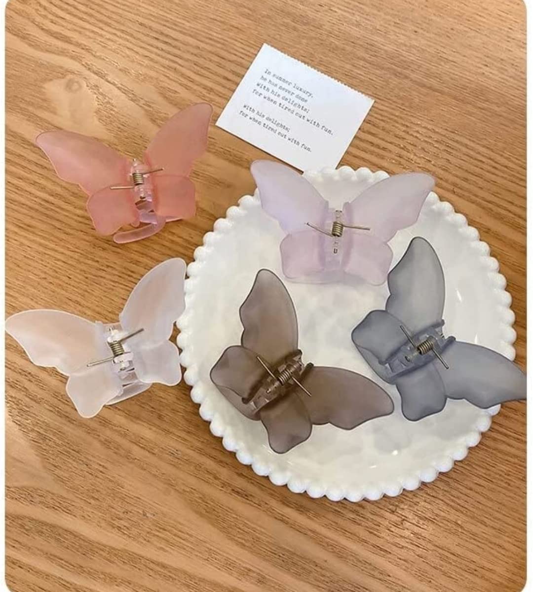 Butterfly Shaped Matte Hair Clips - Non-Slip Tight Grip Hair Claw Clips for Women & Girls (4-Piece Set, Multicolor) - Perfect for Ponytails, Buns & Everyday Hairstyles