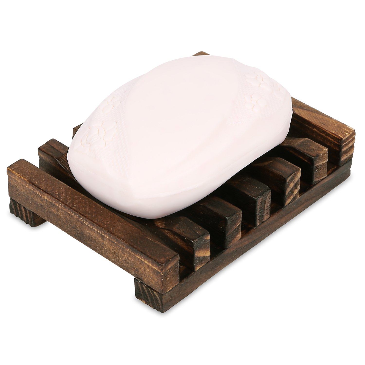 Anwenk Wooden Soap Dish - Handcrafted Soap Holder & Saver Tray for Bathroom, Shower, and Sink - Natural Drainer for Soaps, Sponges, and Beauty Accessories (1 Pack) - Perfect for Spa, Vanity, and Guest Bathroom Organization