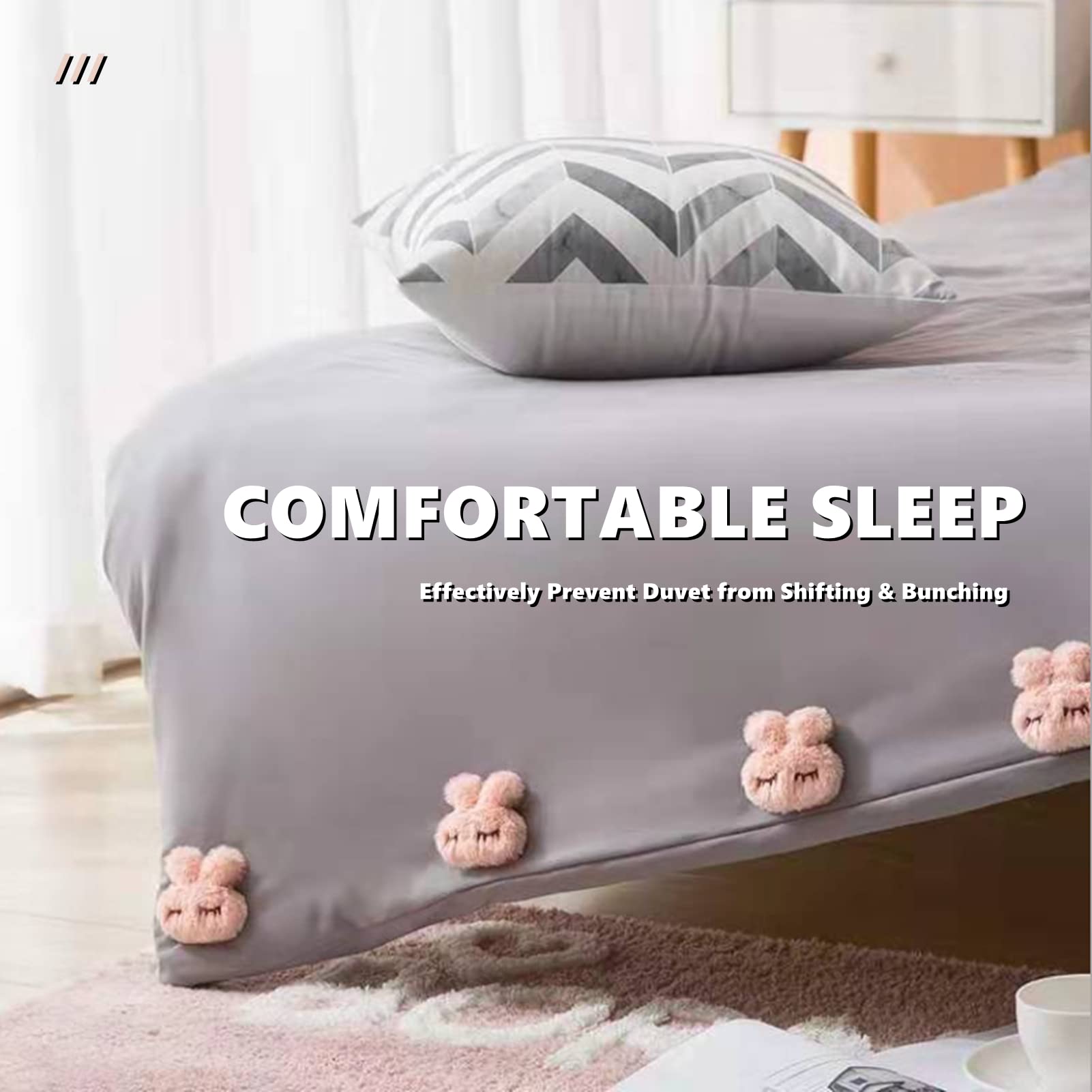6-Piece Non-Slip Duvet Clips | Cotton Rabbit Quilt Cover Pins | Anti-Movement Comforter Fasteners | Bed Sheet Grippers for Quilts, Socks & Curtains | Pink | Perfect for Keeping Bedding in Place All Night