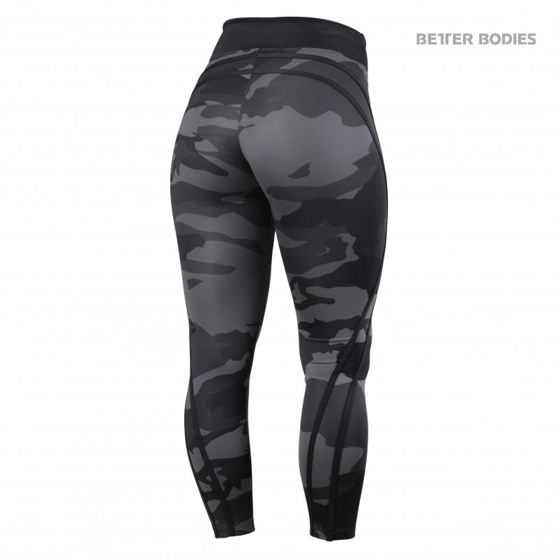 Better Bodies Camo High Waist Tights - Dark Camouflage Pattern for Women's Workout, Yoga & Running