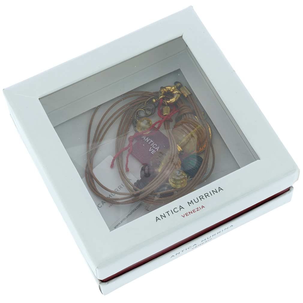 Venetian Murano Glass Teti Necklace in Golden Brown - Handcrafted Italian Jewelry for Women, Gift for Her, Perfect for Weddings & Special Occasions