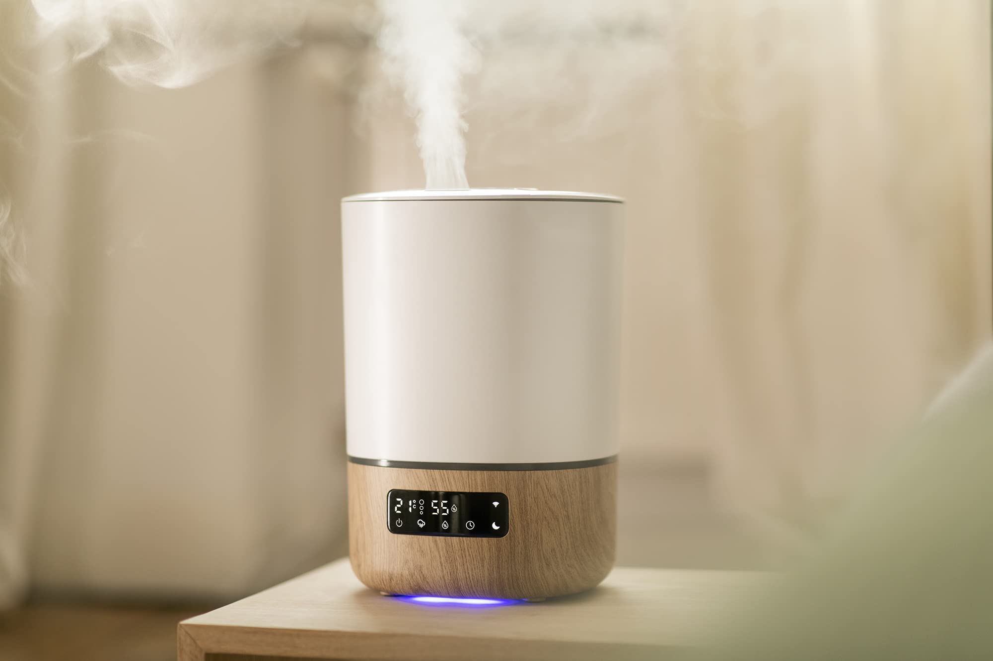 Safety 1st Smart Humidifier with Hygrometer & Nightlight - 1 Gallon Cool Mist Humidifier for Baby Nursery, Whisper Quiet Operation, iOS/Android App Control - Perfect for Dry Air Relief in Bedrooms & Offices