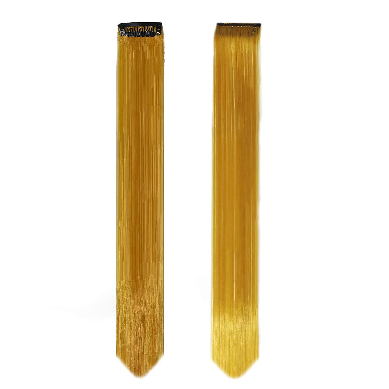 Rapidsflow® 6-Piece Colored Hair Streak Extensions for Women & Girls - 100% Real Human Hair for Highlighting, Straight Golden Blonde - Perfect for Parties, Cosplay & Daily Styling