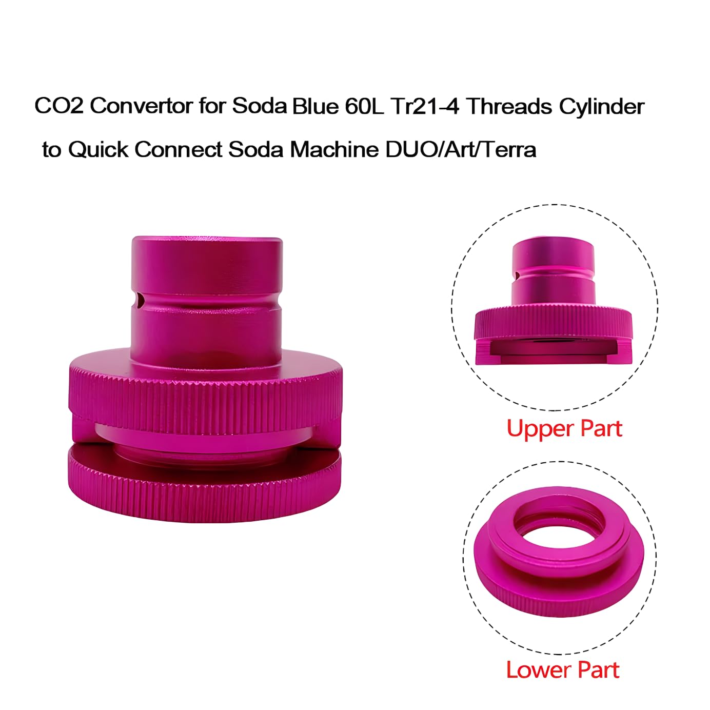 CO2 Adapter for Soda Machine - Quick Connect TR21-4 Male Thread Adapter for Original Blue CO2 Cylinders | Compatible with Terra, Art, DUO Soda Makers | Perfect for Home Carbonation & Sparkling Water Making