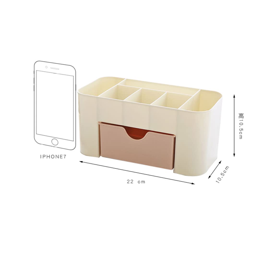 NOPEILVI Makeup Organizer Tray with Drawers - Cosmetic Storage Case for Vanity, Bathroom Counter & Office Desk - Acrylic Display Holder for Makeup, Jewelry & Stationery Organization (Perfect for Daily Beauty Routine & Workspace Decluttering)