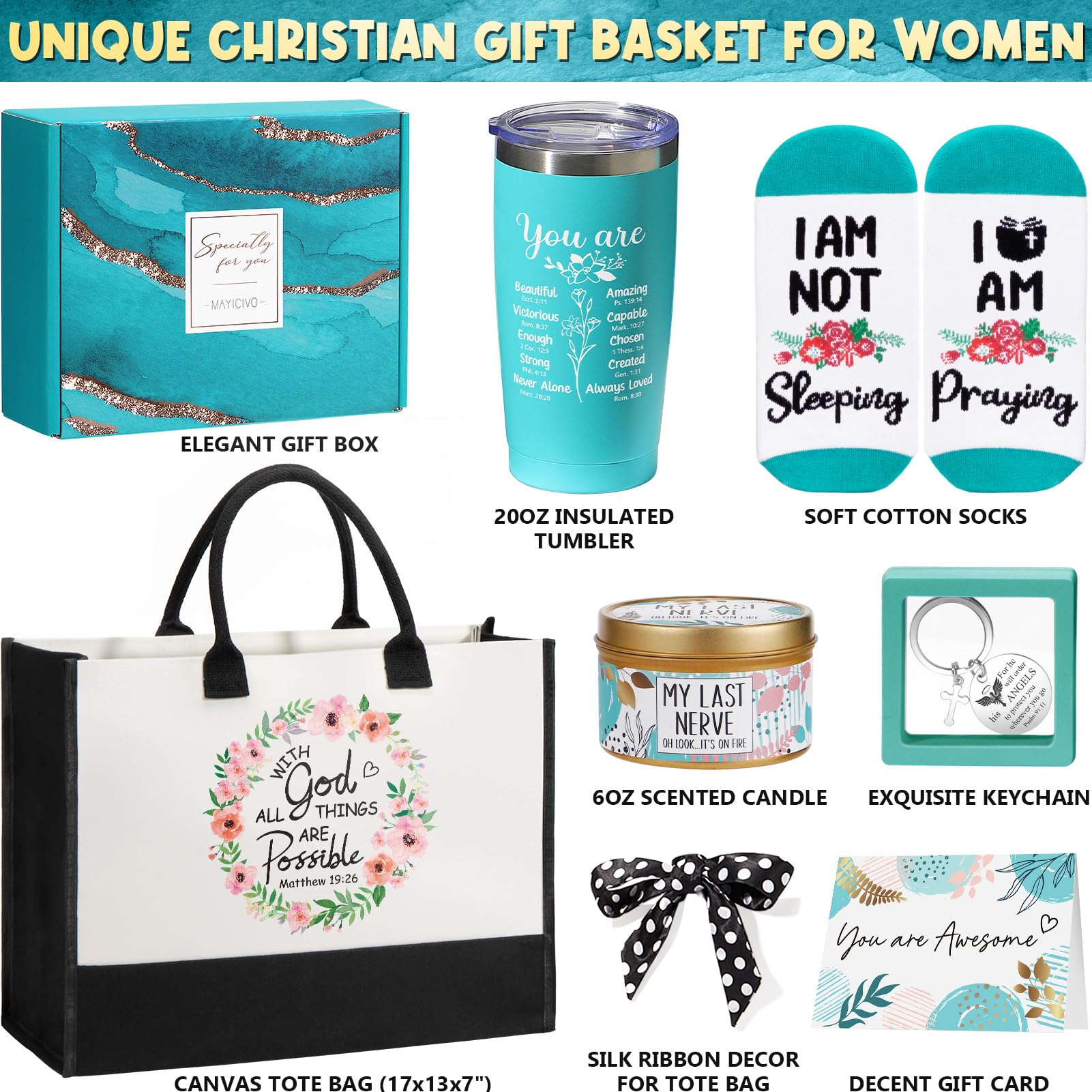 Inspirational Christian Gifts for Women - Religious Jewelry & Keepsakes for Mom, Sister, Wife, Grandma - Perfect for Mother's Day, Birthday, Baptism - Includes Canvas Tote Bag (Great for Church, Bible Study & Daily Encouragement)