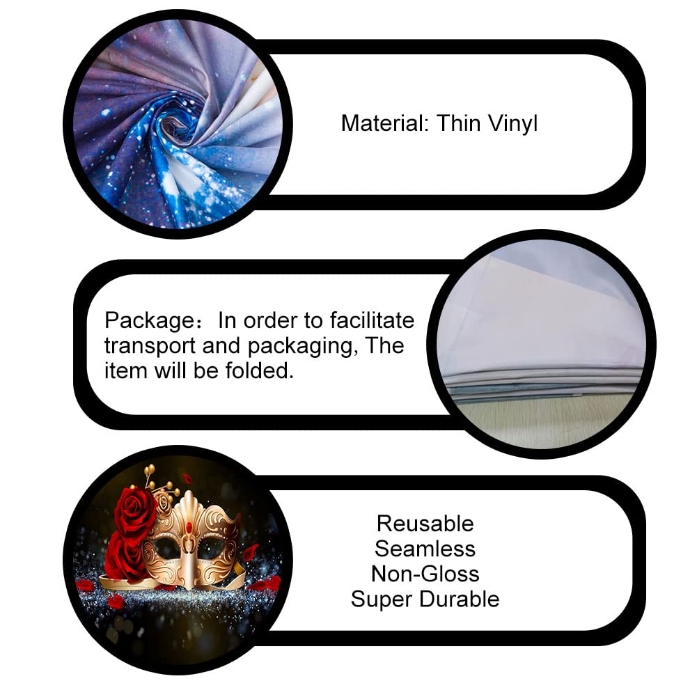 Golden Mask Red Rose Photography Backdrop - 5x5ft Vinyl Mardi Gras Party Decor for Masquerade, Homecoming Dance & Carnival Photo Booth - Perfect for Themed Parties, School Events & Festive Celebrations