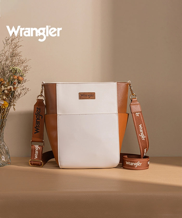 Wrangler Cow Print Crossbody Bucket Bag for Women - Stylish Western Handbag with Adjustable Strap - Perfect for Daily Use, Travel & Country Music Festivals