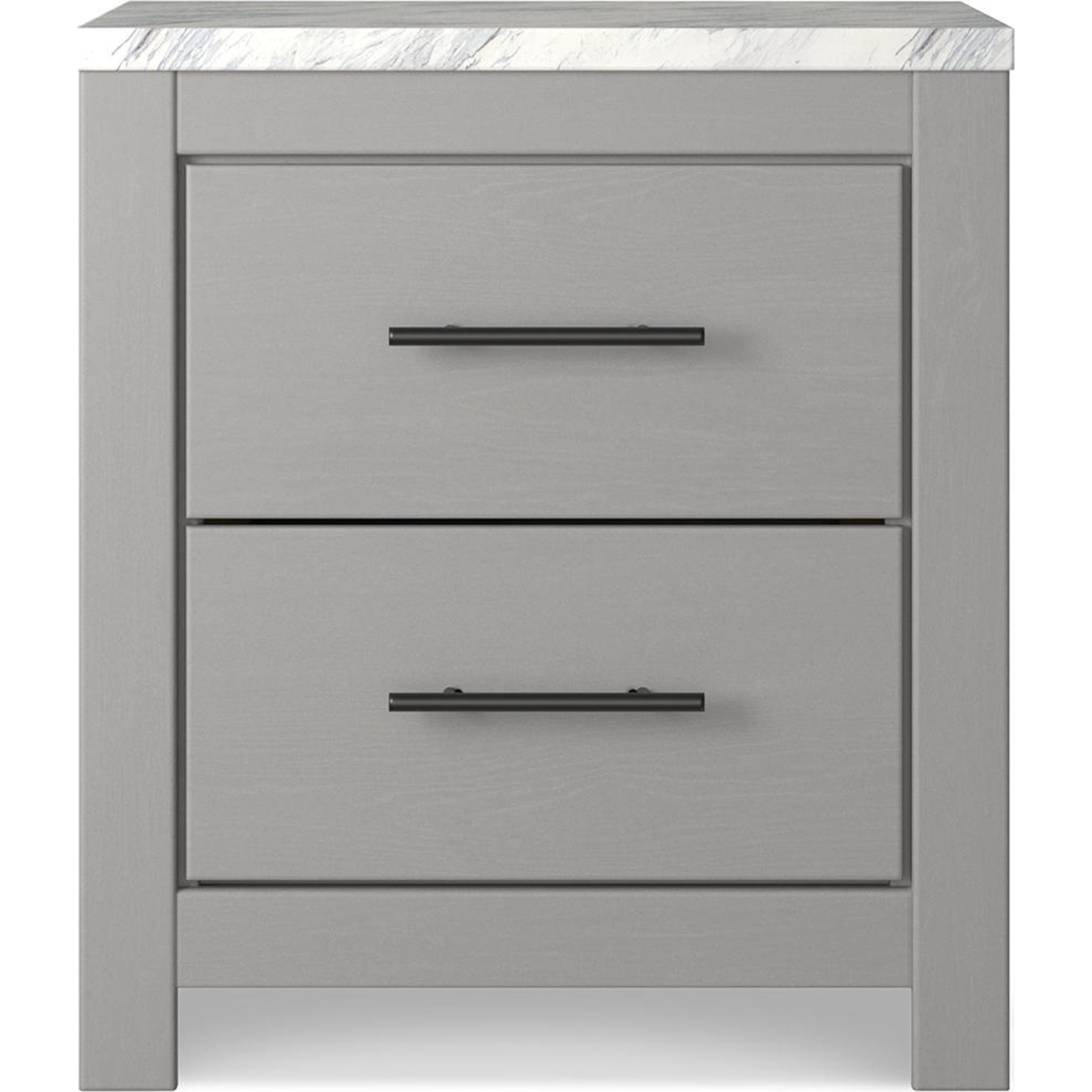 Cottonburg Nightstand - Light Gray & White Wooden Bedside Table for Bedroom, Living Room, or Office - Modern End Table with Storage Shelf