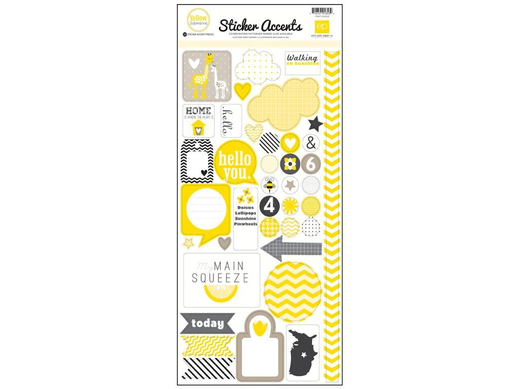 Echo Park Yellow Submarine Mini Theme Stickers - Fun Beatles-Inspired Decals for Scrapbooking, Journals & DIY Crafts - Perfect for Music Lovers & Creative Projects