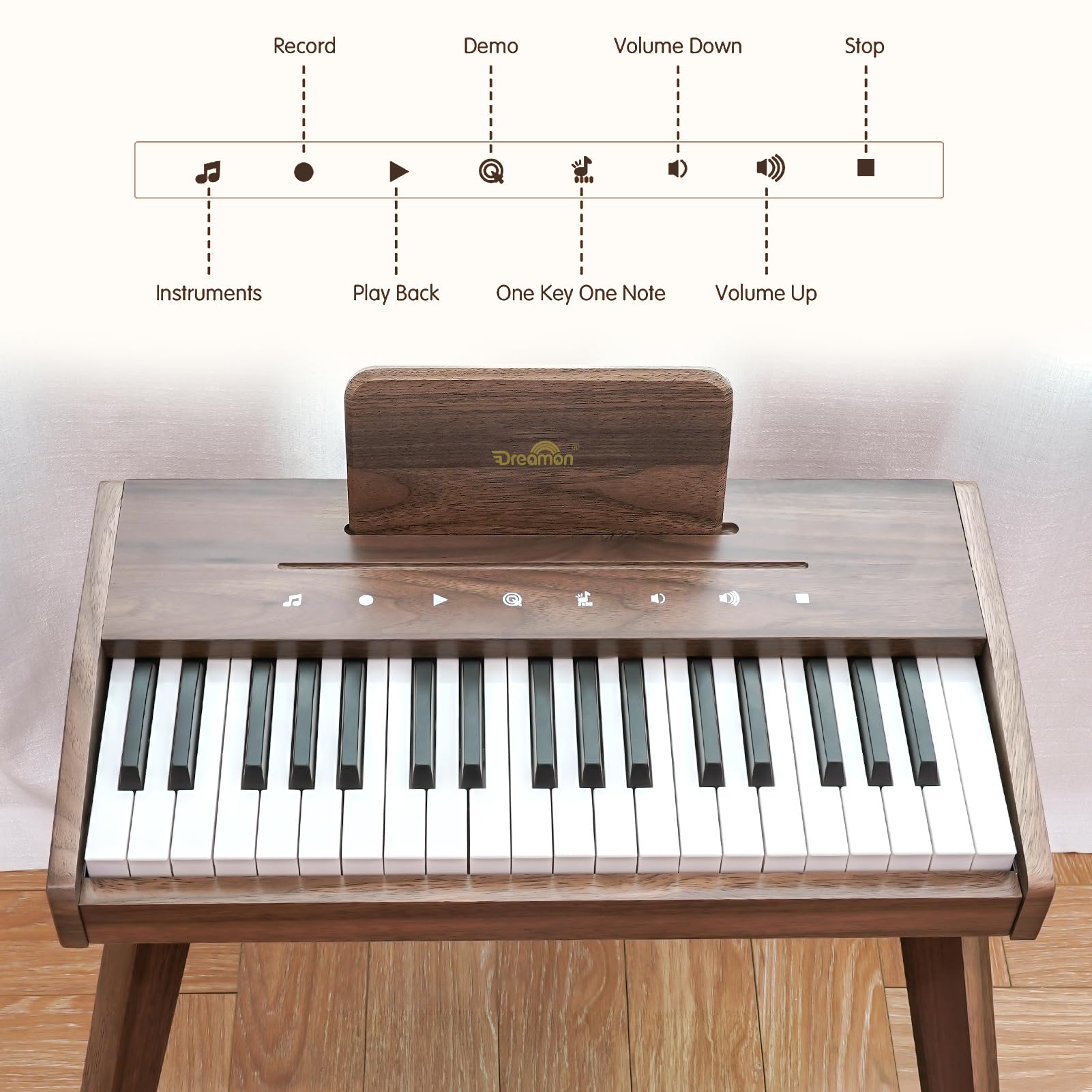 **Dreamon 61-Key Kids Digital Piano Keyboard - Portable Electronic Piano with Built-in Speakers & Headphone Jack - Best Music Educational Toy for Boys & Girls Ages 3-12 - Ideal for Home Learning, Birthday & Christmas Gifts**    *(Perfect for beginners, music practice, classroom activities, and family entertainment!)*