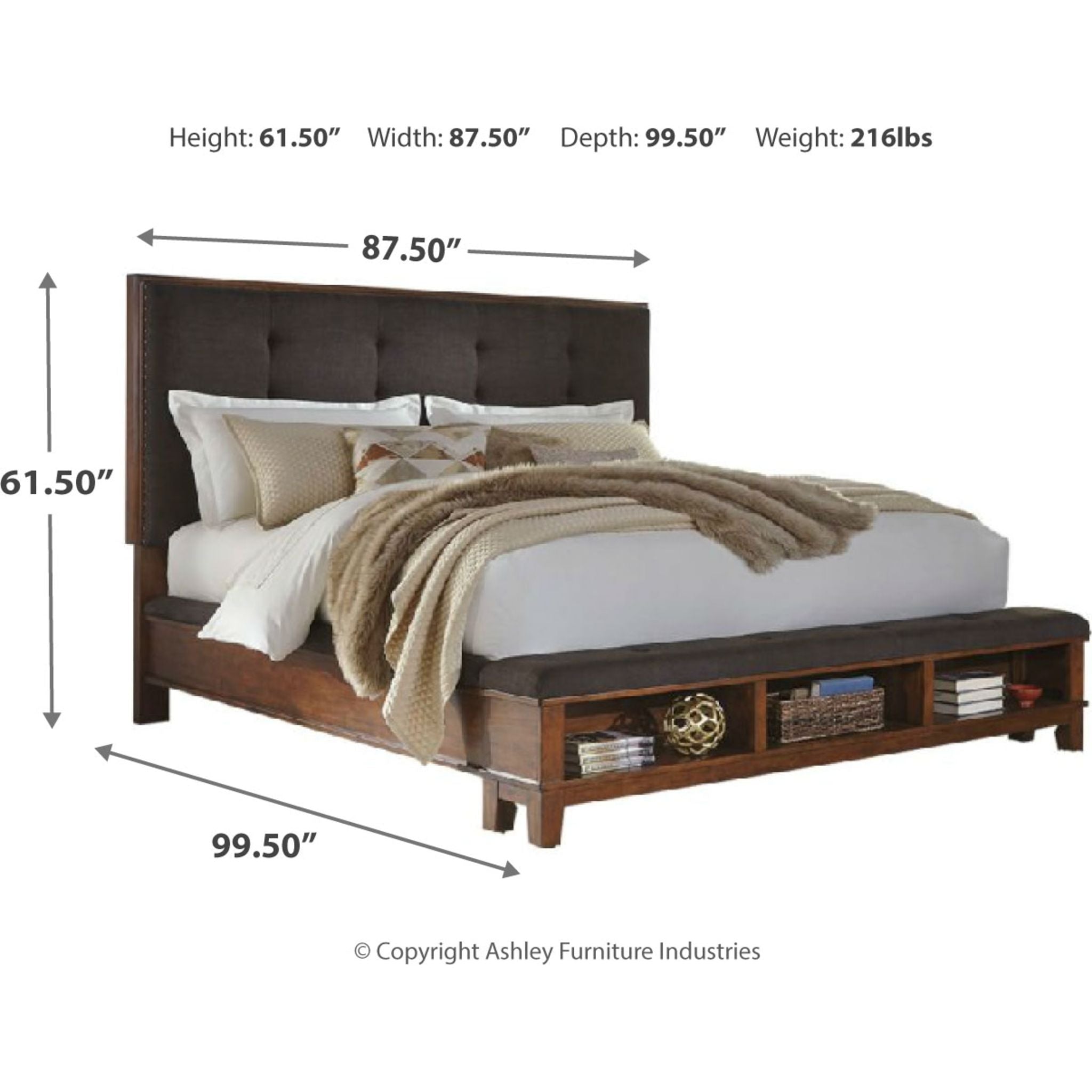 Ashley Ralene 3-Piece Panel Bed Set - Queen Size Wooden Bed Frame with Headboard & Footboard - Perfect for Master Bedroom & Guest Room Decor