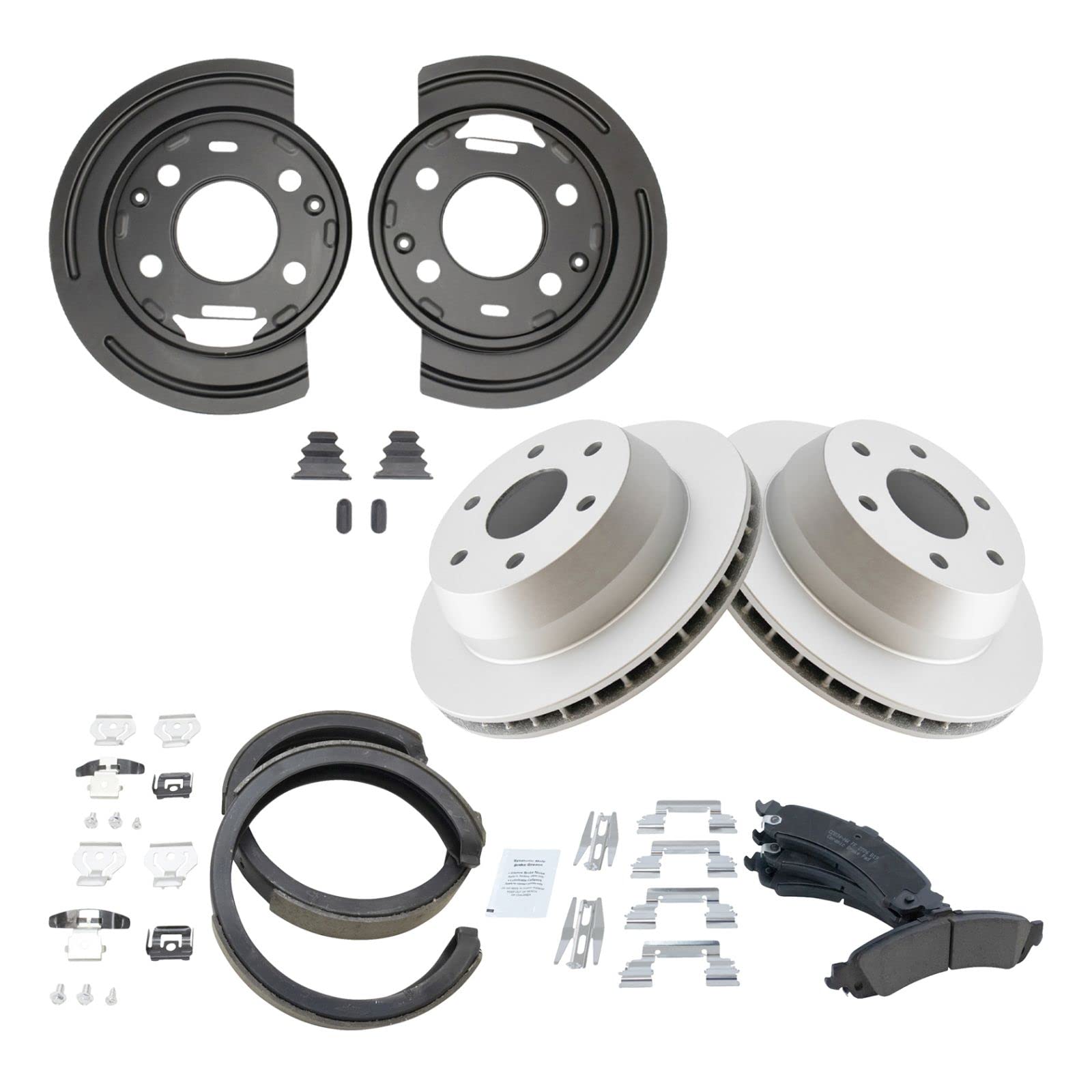 High-Quality Rear Ceramic Brake Pad & Rotor Parking Shoe Kit - Compatible with GM Vehicles | Durable Coated Backing Plates | Perfect for Daily Commuting, City Driving & Heavy-Duty Use