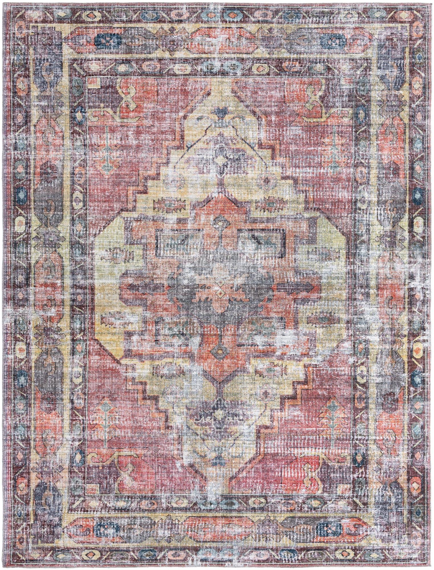 Maahru Collection Washable Rug 9' x 12' Pink Low-Pile - Machine Washable Area Rug for Living Room, Dining Room, Bedroom - Soft Modern Floor Carpet for Home Decor, Kids Play Area & High Traffic Spaces