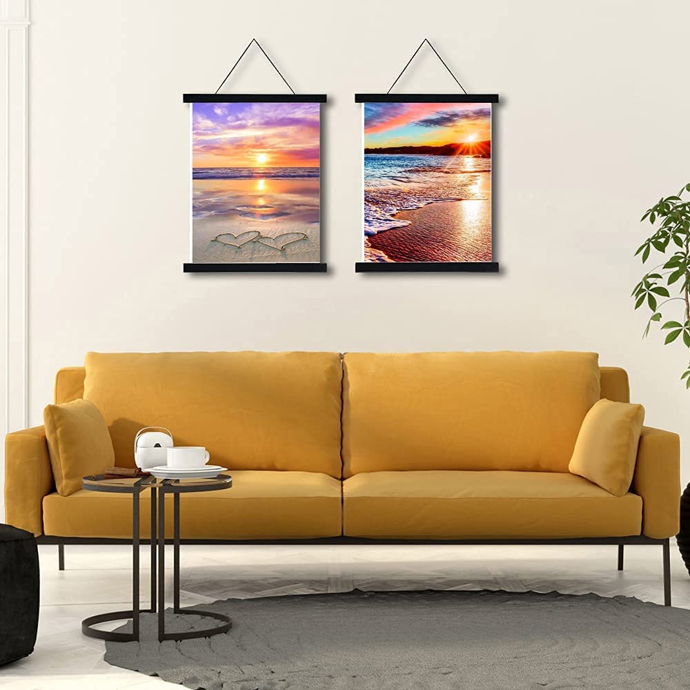 2 Pack 30x40 Inch Magnetic Diamond Painting Frames - Wooden Hanger for Canvas, Photos, Posters, Artwork, Maps & Wall Decor (Black, 12