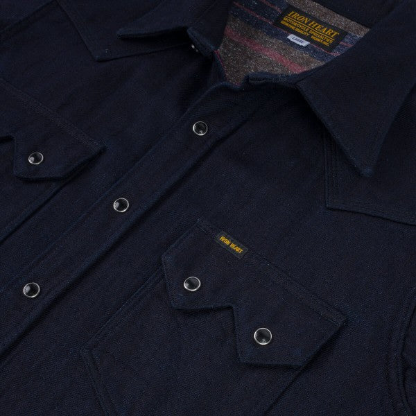 Iron Heart IHSH 368 14oz Double Cloth Western Shirt - Premium Denim Workwear for Men | Durable Indigo Shirt for Cowboy, Ranch & Outdoor Activities
