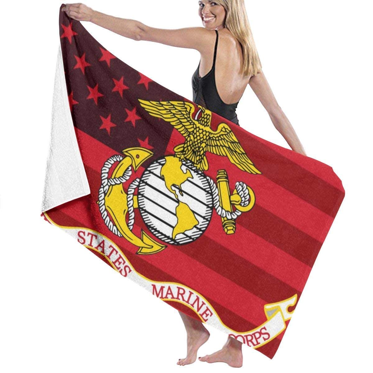 USMC & American Flag Beach Towels for Adults - 32