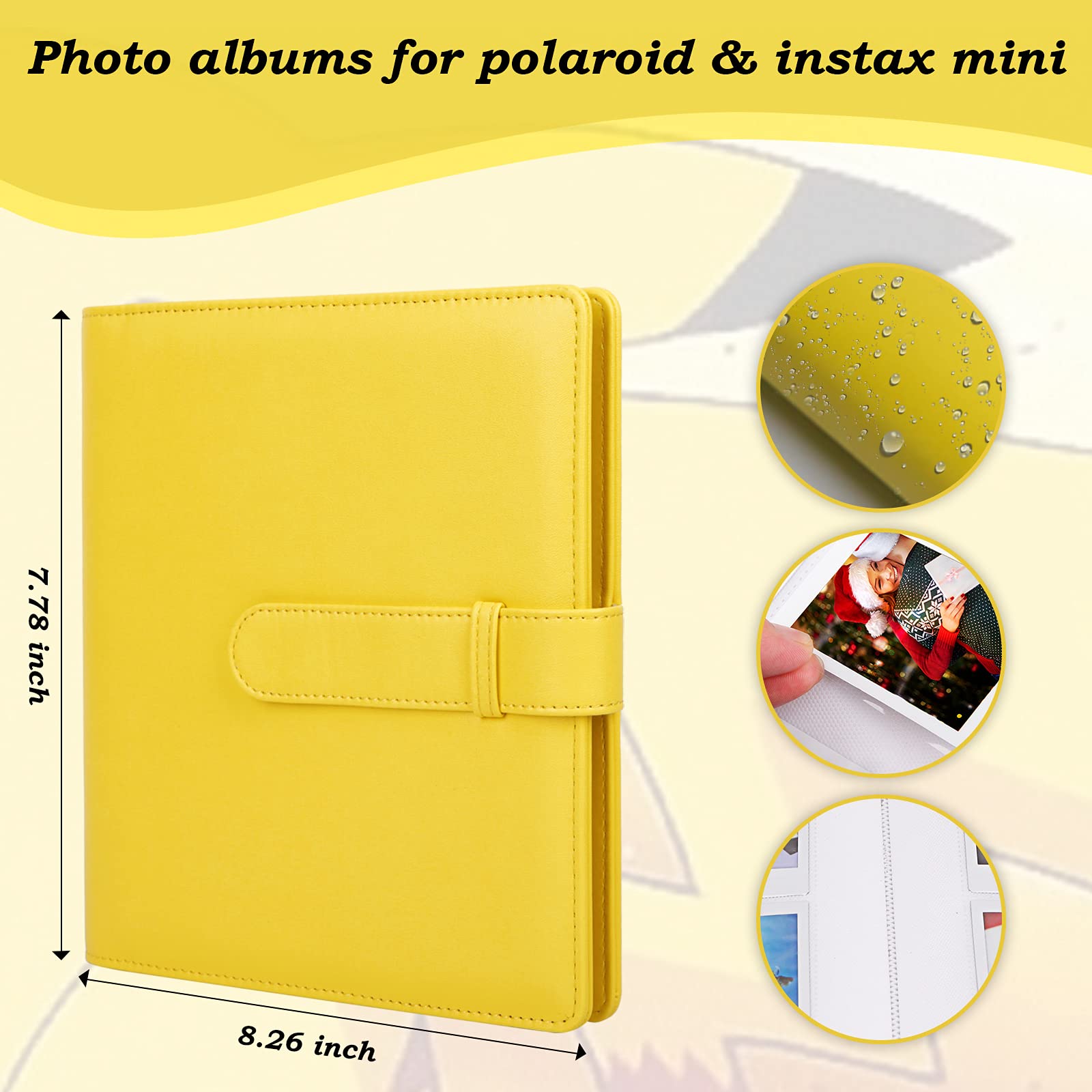 256 Pockets Mini 2x3 Inch Photo Album for Fujifilm Instax Mini, Polaroid Snap, Z2300 & Instant Printers - Perfect for Travel, Parties, Scrapbooking & Memory Keeping (Yellow)