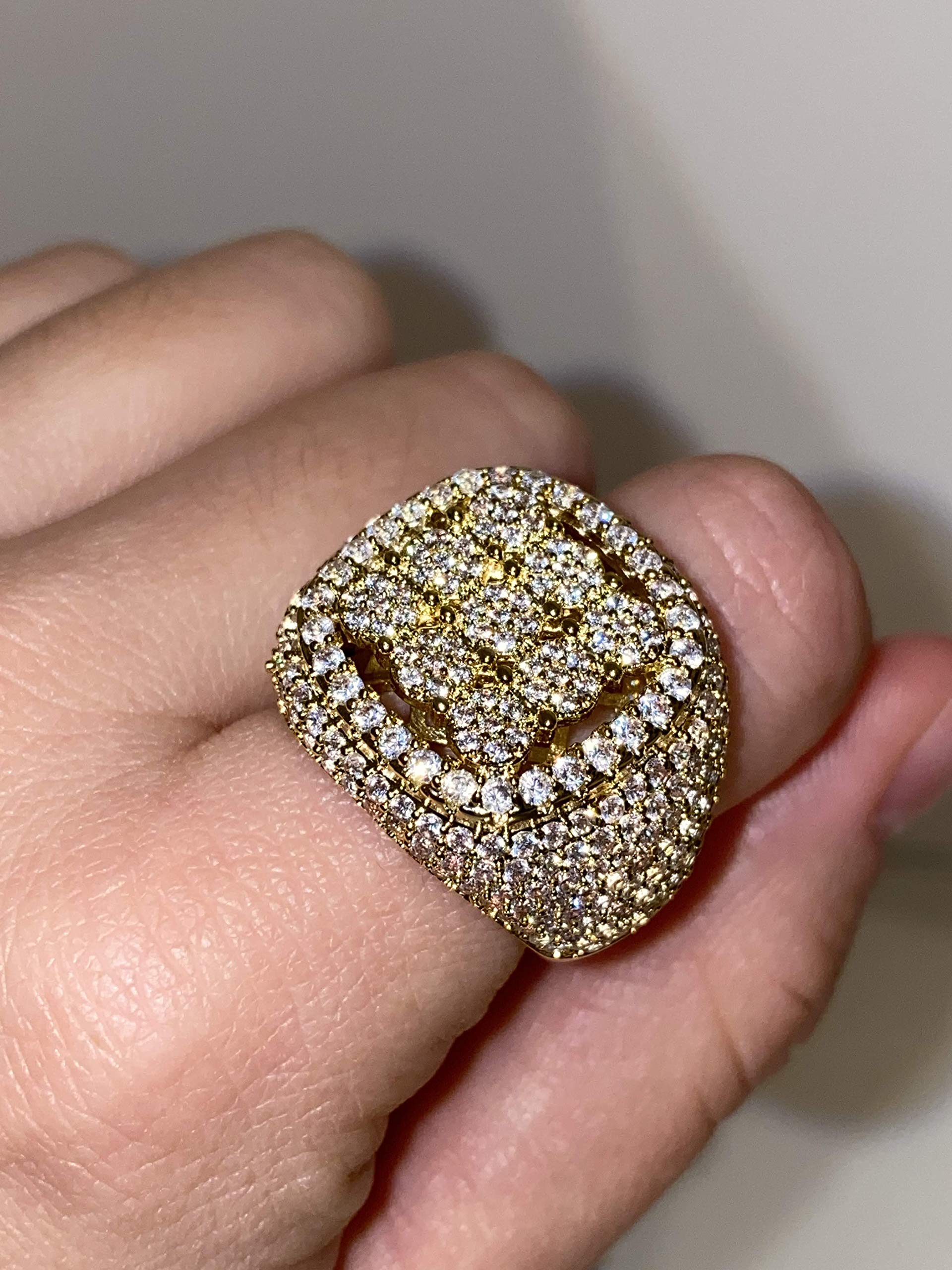 14K Gold Plated Cubic Zirconia Iced Out Men's Pinky Ring - Hip Hop Jewelry, Wedding Band, Promise Ring, Engagement Ring for Men - Perfect Gift for Anniversary, Birthday & Special Occasions