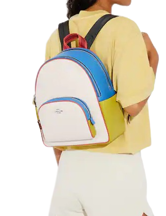 Coach Court Colorblock Backpack for Women - Stylish & Durable Leather Backpack for Work, Travel & College | Perfect Laptop Bag & Everyday Carryall