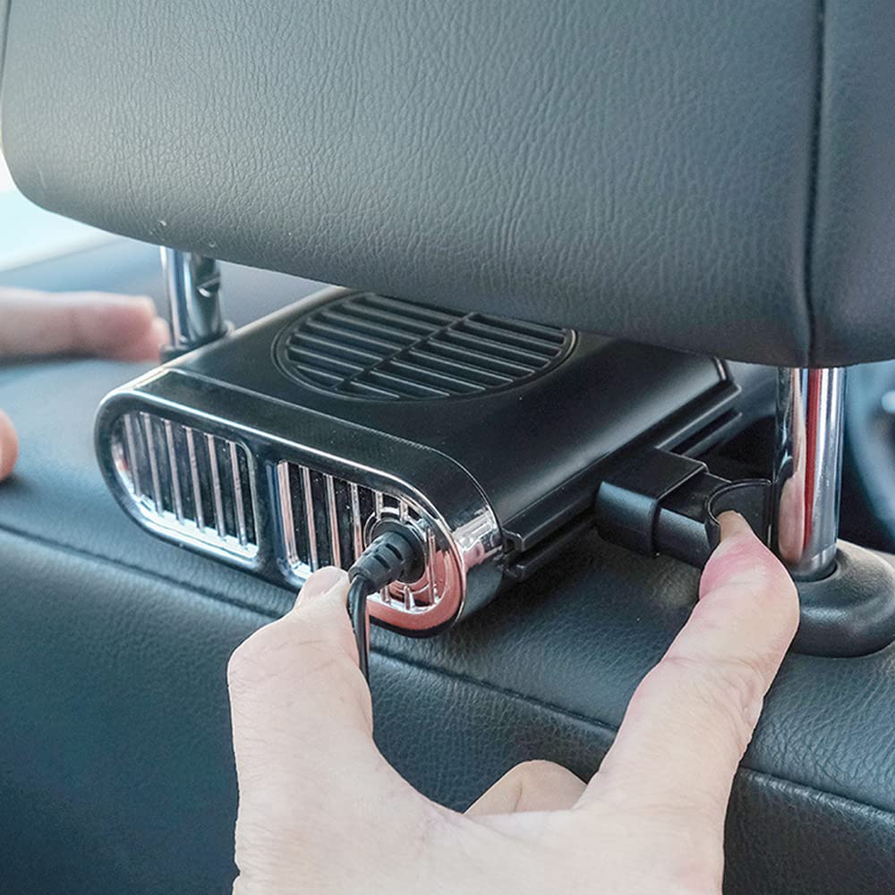 12V Car Seat Clip Fan - Portable 12 Volt USB Powered Cooling Fan for Baby Car Seat, RV & Front Seat - Black - Perfect for Travel, Road Trips & Hot Weather Comfort
