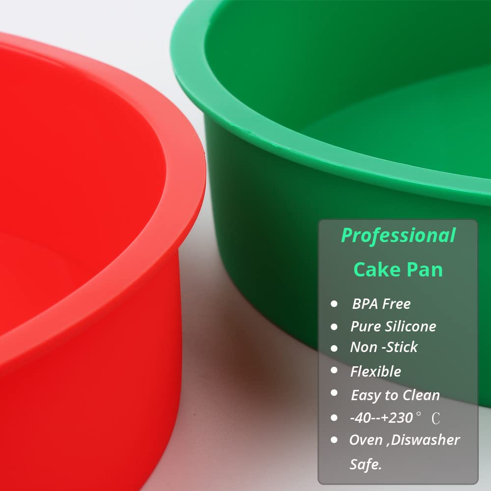 10 Inch Round Cake Pans Set of 2 - Nonstick Silicone Baking Molds for Layer Cakes, Cheesecake, Chocolate Cake & Rainbow Cake | Perfect for Birthday Parties, Wedding Cakes & Home Baking