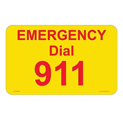 Emergency 911 Phone Stickers - 750 Laminated Safety Stickers with Red Ink on Yellow Glossy Background - Perfect for Home, Office, School & Public Safety Awareness