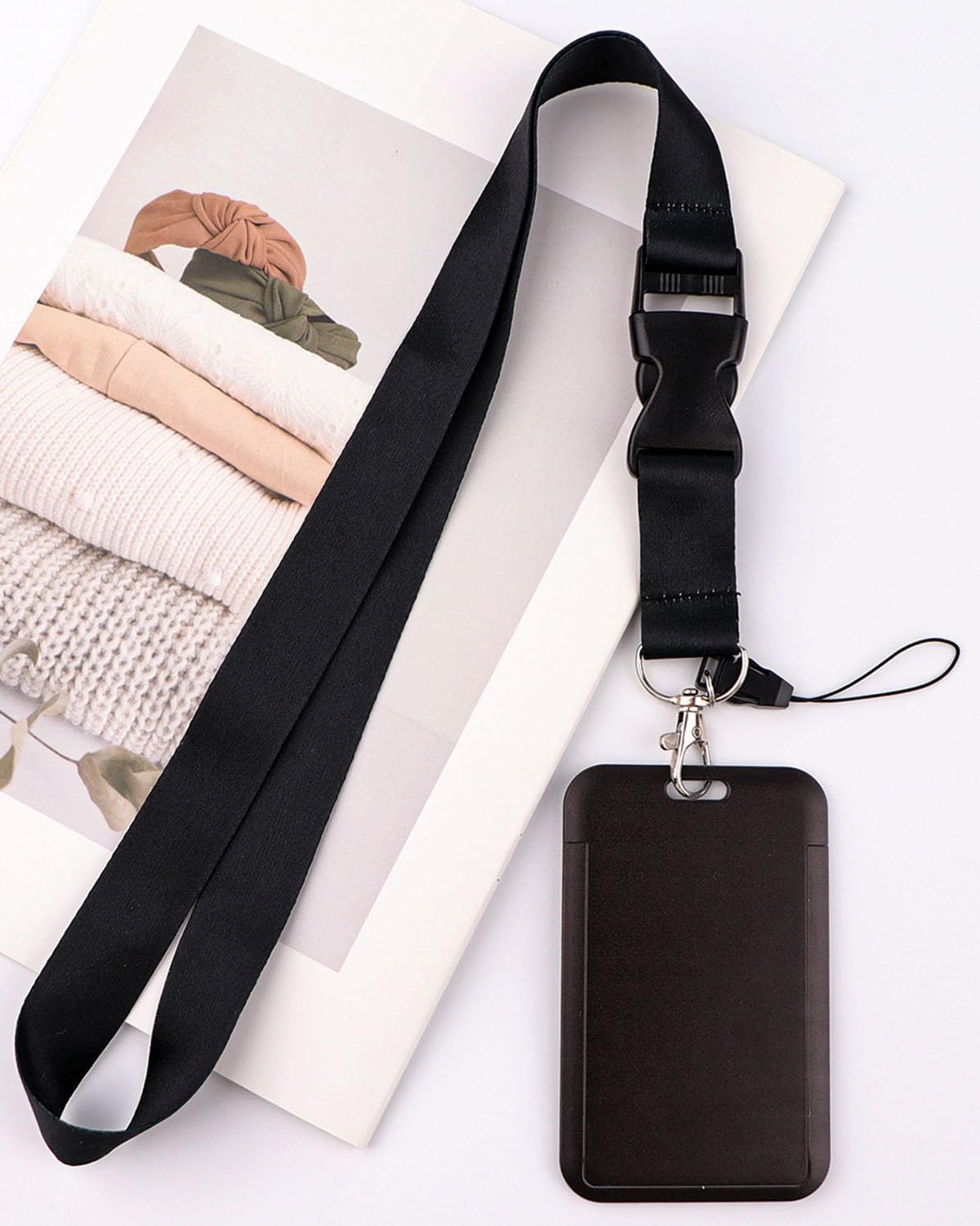 DMLSKY Black Lanyards for Keys & ID Badges - 3 Pack for Office & Events