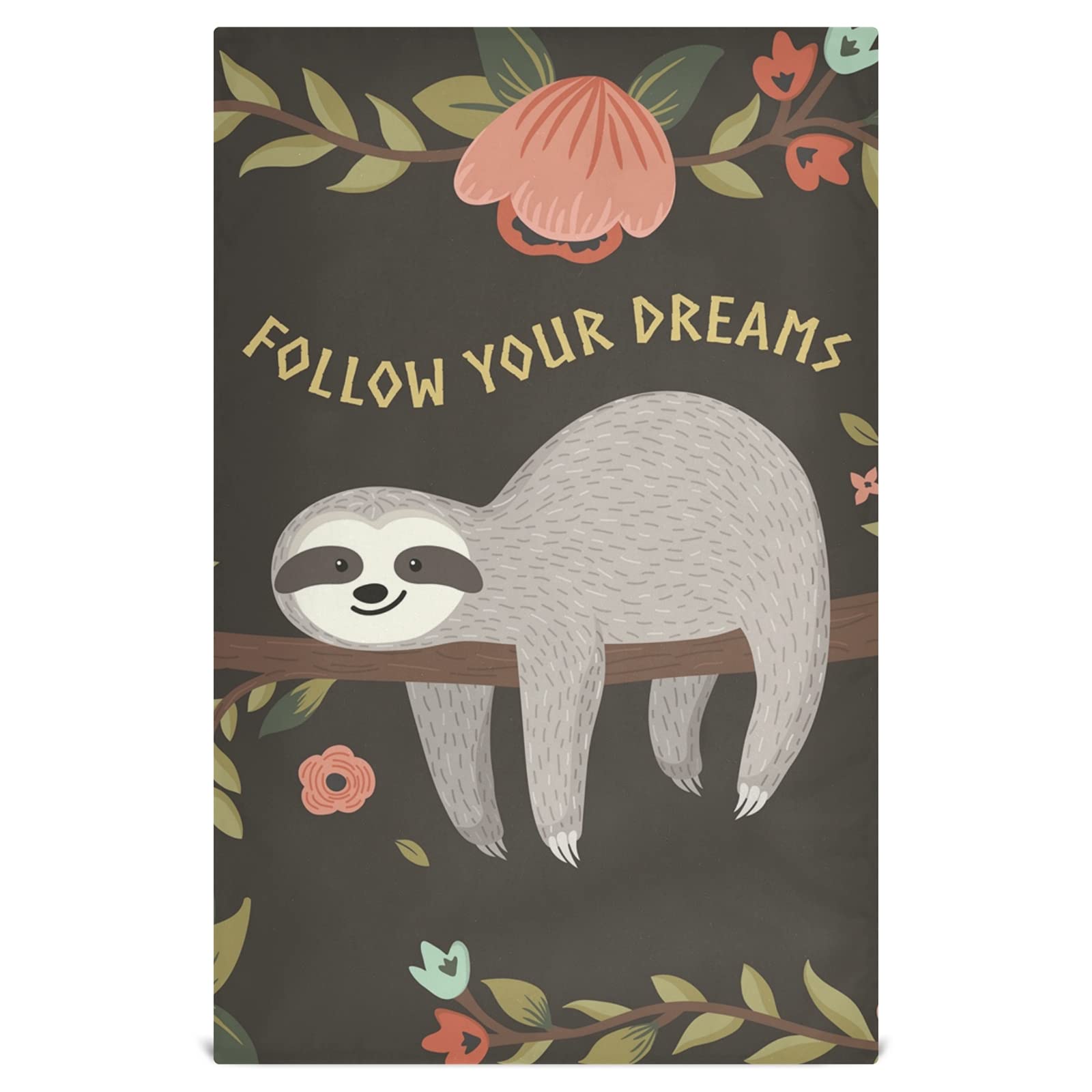 Premium 6-Pack Sloth Kitchen Towels - Absorbent, Reusable & Fast Drying Dish Cloths (28x18 in) for Cleaning, Hand Drying & Bar Use - Cute 'Follow Your Dreams' Design for Home & Restaurant