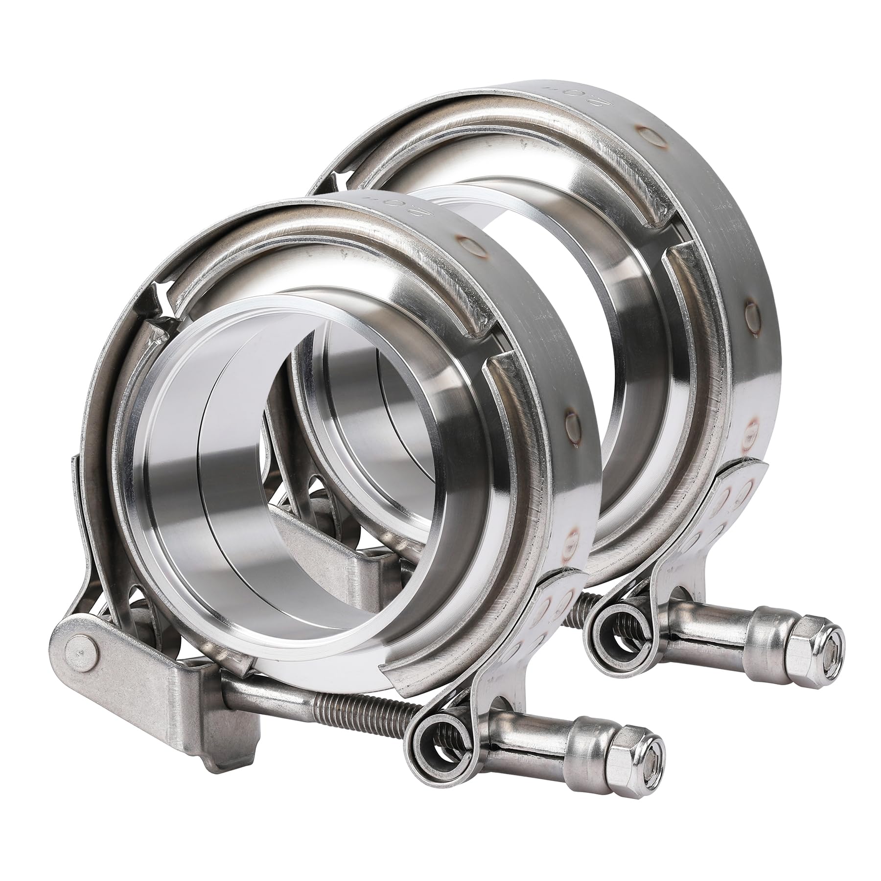 Ucreative 2.0 Inch Quick Release V Band Clamp with Flange - Male & Female 304 Stainless Steel (2PCS) - Perfect for Turbocharger, Exhaust Systems & Industrial Piping Connections