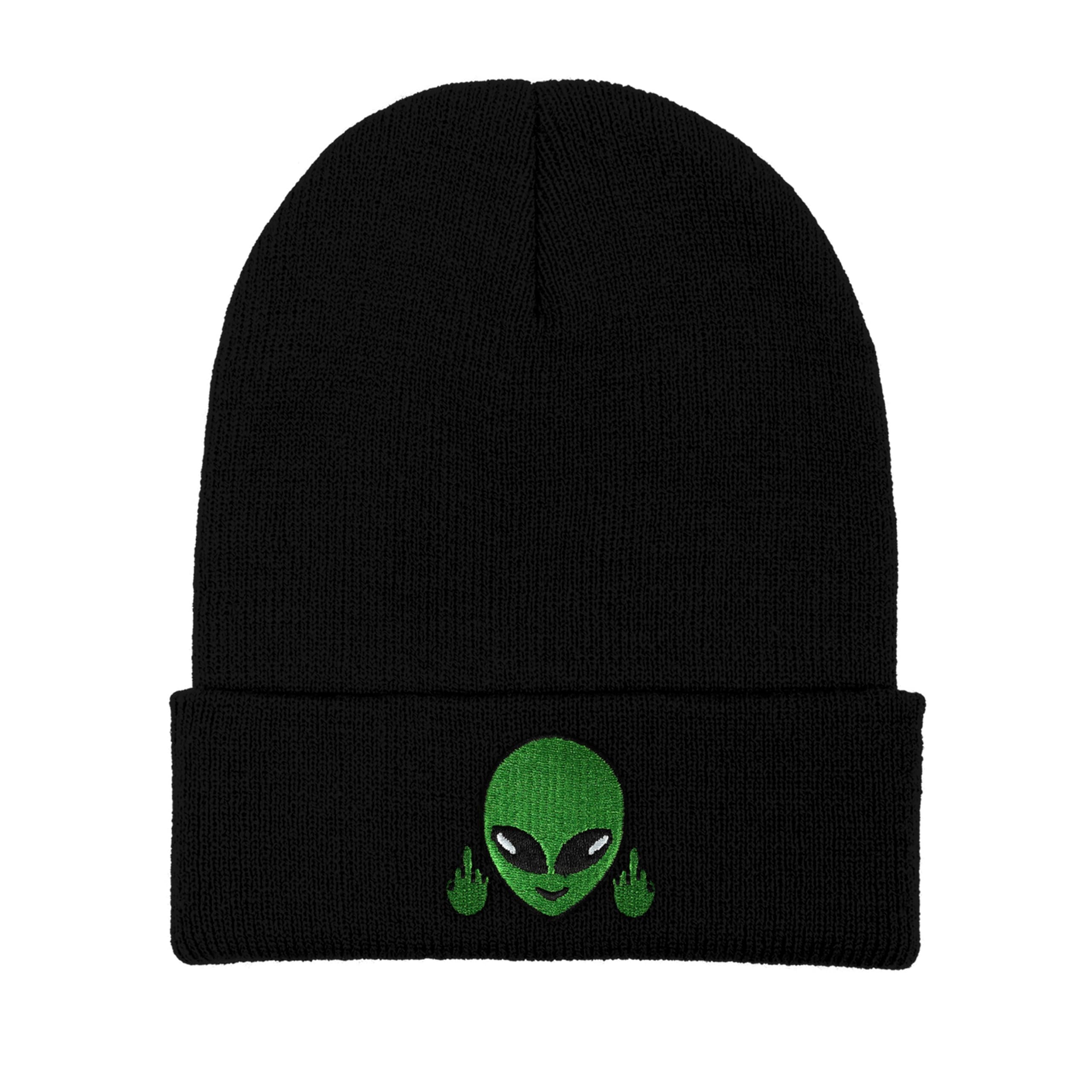 Black Alien Embroidered Beanie Hats for Men & Women - Winter Warm Knit Hat with Funny Alien Design - Unisex Skull Cap for Cold Weather - Perfect Gift for Sci-Fi Lovers (Great for Winter Sports, Outdoor Activities & Cosplay)