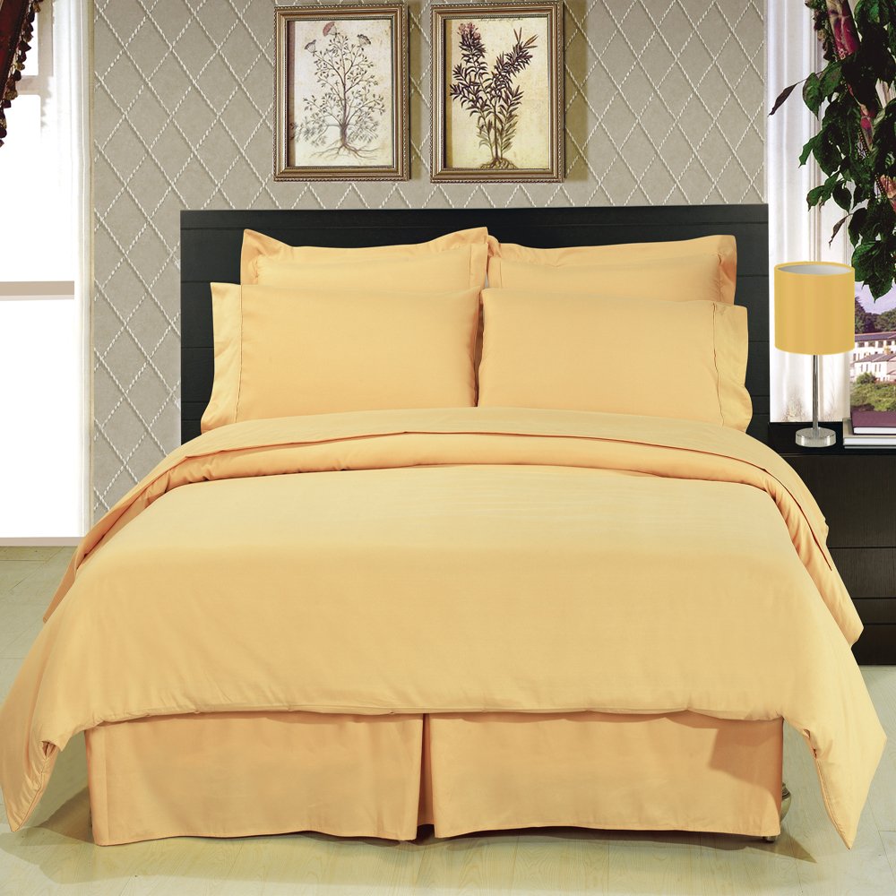 Premium 8-Piece Full Size Bedding Set - Ultra Soft Microfiber Sheets, Duvet Cover & Pillowcases - Luxury Gold Color - Perfect for Master Bedrooms, Guest Rooms & Cozy Home Decor
