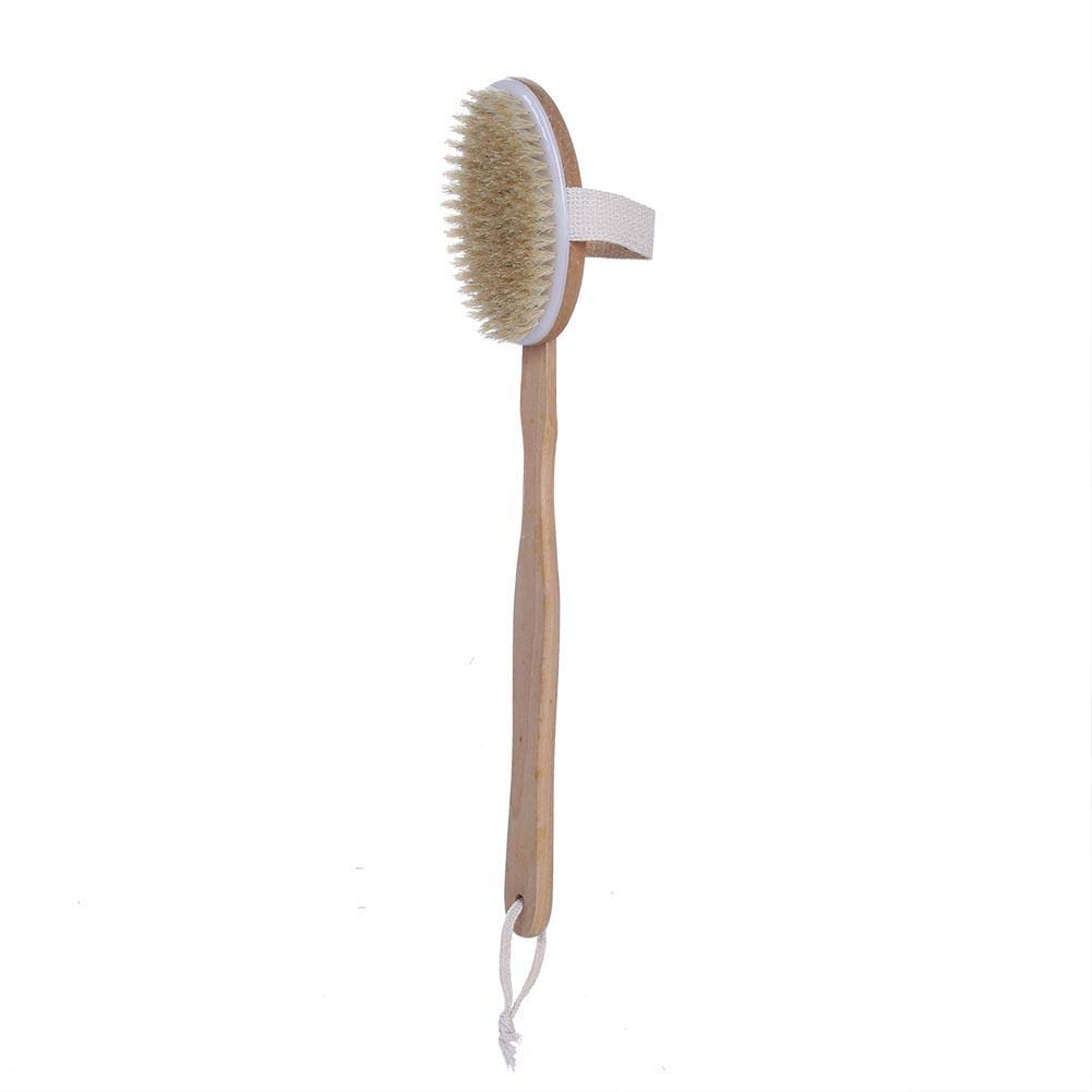 Jimfoty Long Handle Bath Brush with Wooden & Plastic Bristles - Exfoliating Body Brush for Shower, Sauna, and Spa - Perfect for Deep Cleansing and Skin Renewal