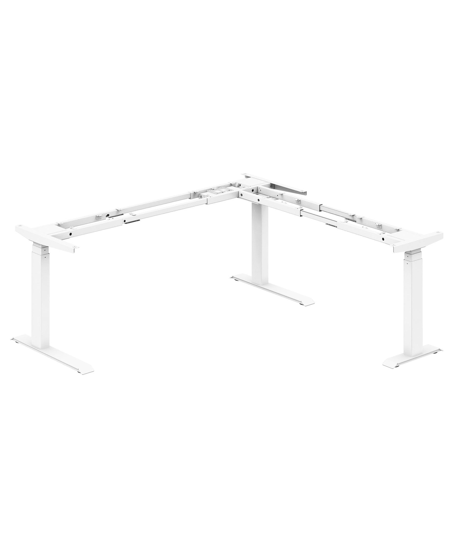 Triple Motor Electric L-Shaped Corner Standing Desk - Adjustable Width EZ Assemble Frame (White, Frame Only) | Perfect for Home Office & Workspace Ergonomics