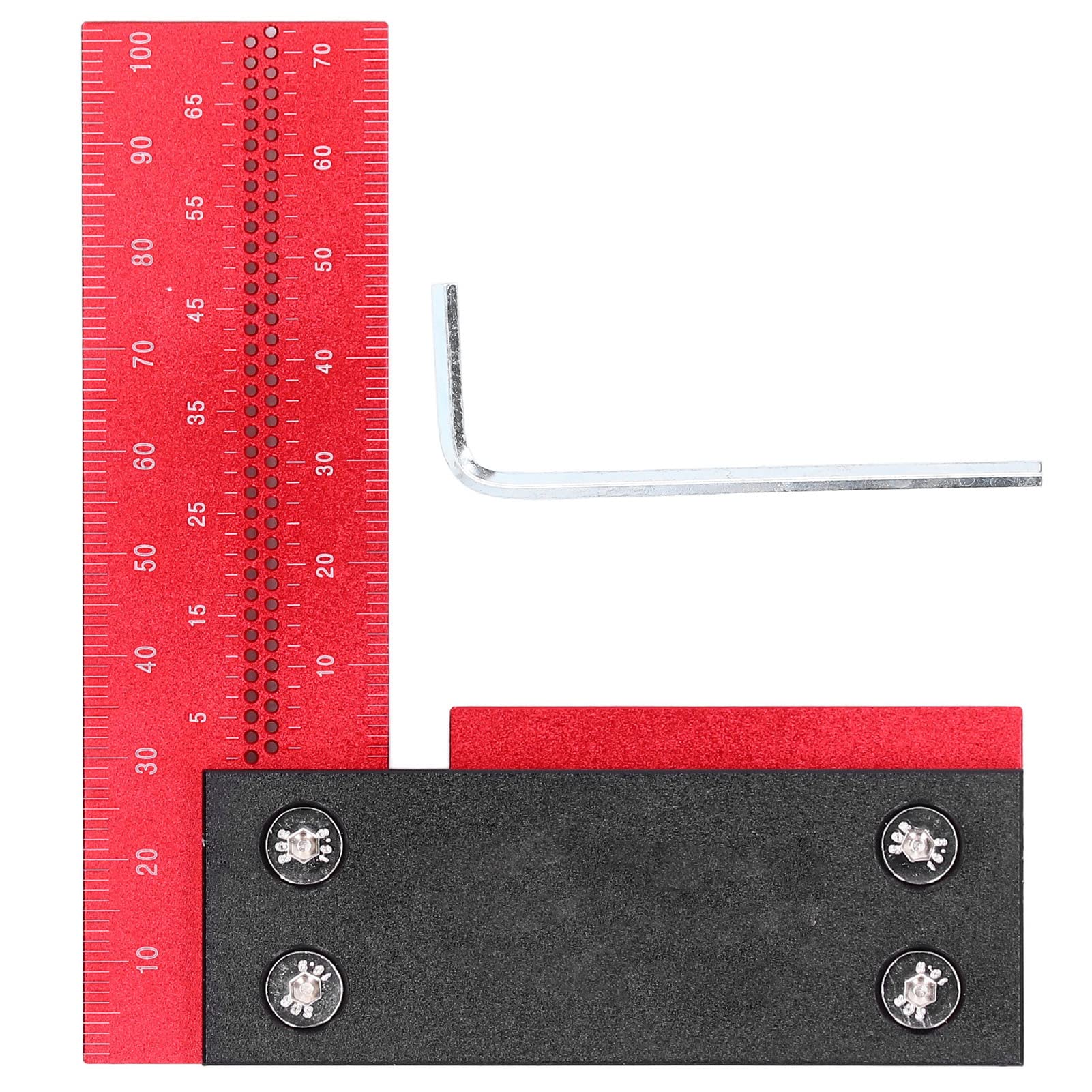 NIKOU Square Woodworking Ruler - 100mm L-Shape Aluminum Alloy Precision Measuring & Marking Tool for Carpentry, DIY Projects, and Home Improvement