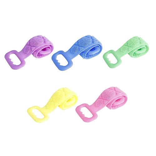 Soft Silicone Bath Brush with Hooks - Gentle Baby Shower & Skin Massage Scrubber - Shampoo Dispenser - Multi Color for Sensitive Skin & Newborn Care - Perfect for Bath Time, Spa & Relaxation
