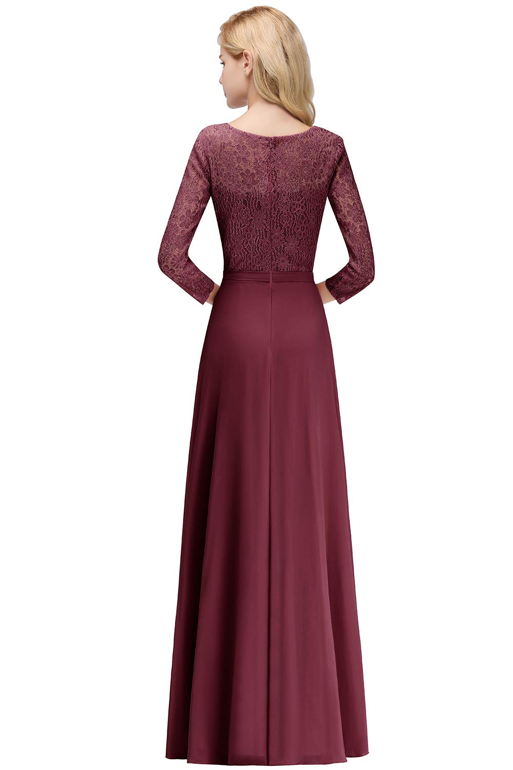 MisShow Women's Elegant 3/4 Sleeve Lace Formal Evening Gowns - Long Prom & Bridesmaid Dresses for Weddings, Galas & Special Occasions