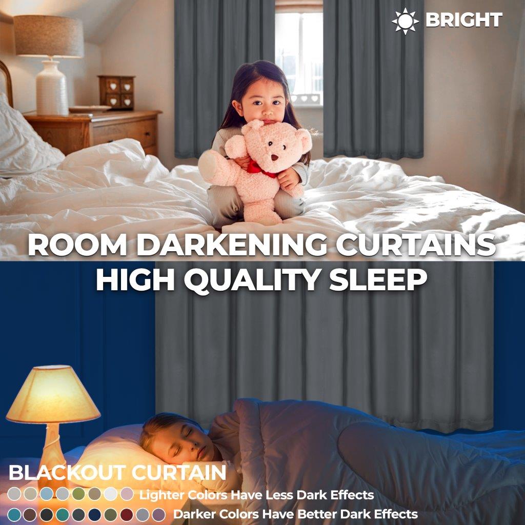 Blackout Curtains for Bedroom - Solid Classic Modern Grommet Curtain Set for Living Room, Nursery & Home Theater - Light Blocking Thermal Insulated Window Drapes