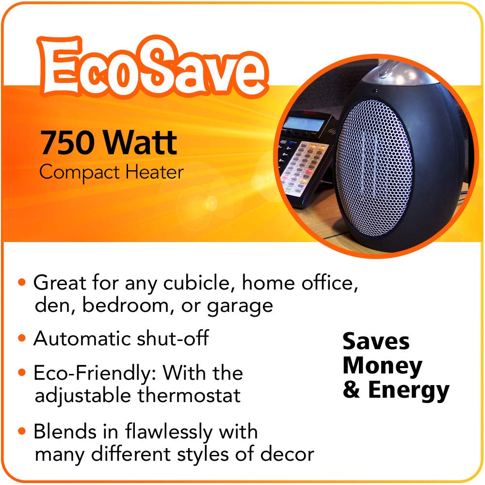 Cozy Products ESH Eco-Save Compact Space Heater - Energy Efficient Portable Electric Heater for Home, Office & Bedroom - Perfect for Winter Warmth & Small Room Heating