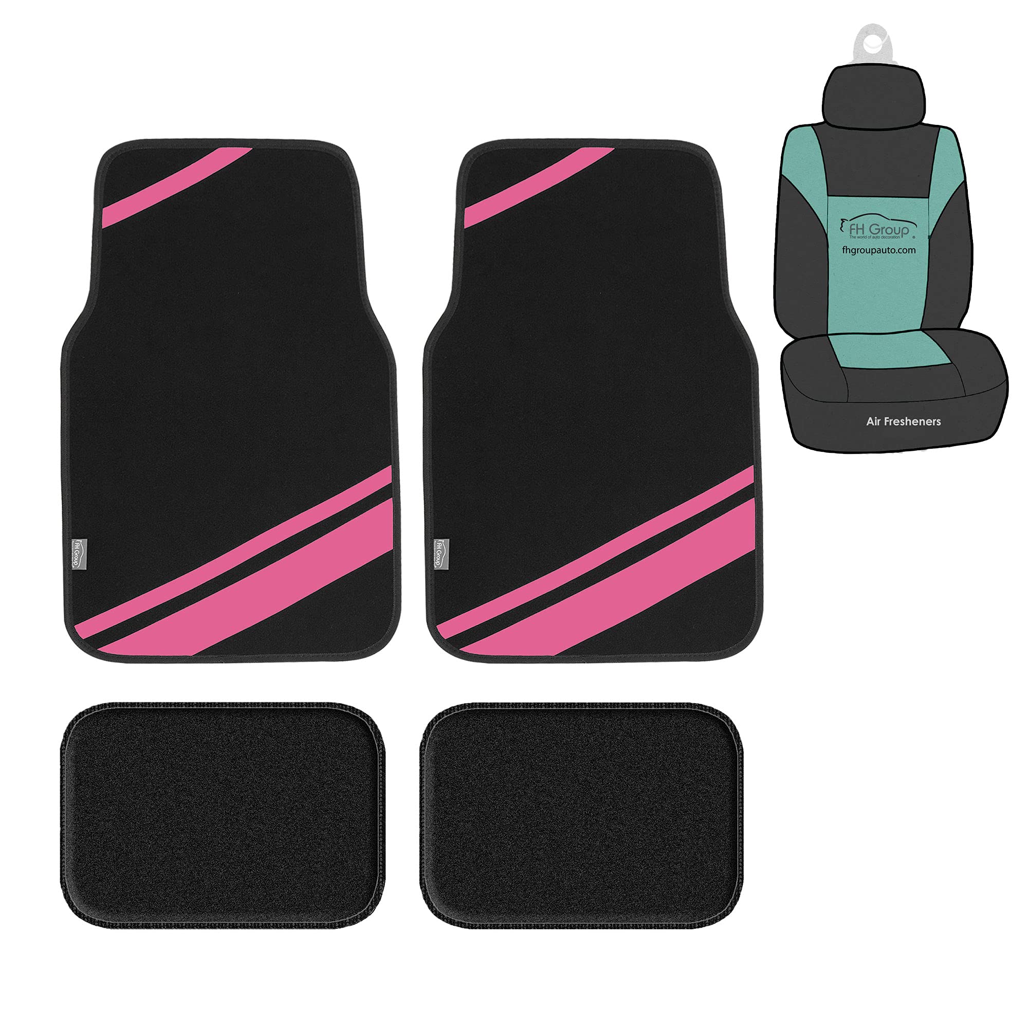 Premium FH Group Automotive Floor Mats - Universal Fit All-Purpose Faux Leather Car Mats with Stylish Stripes Design for Sedans, SUVs & Trucks | Durable Protection & Easy Cleaning | Perfect for Daily Commute, Road Trips & Family Travel