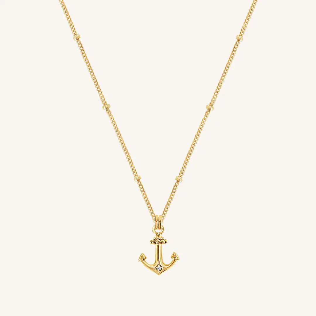 Elegant White Stone Necklace for Women - Dainty Anchor Pendant Jewelry - Perfect for Beach Outings, Casual Wear & Gifts