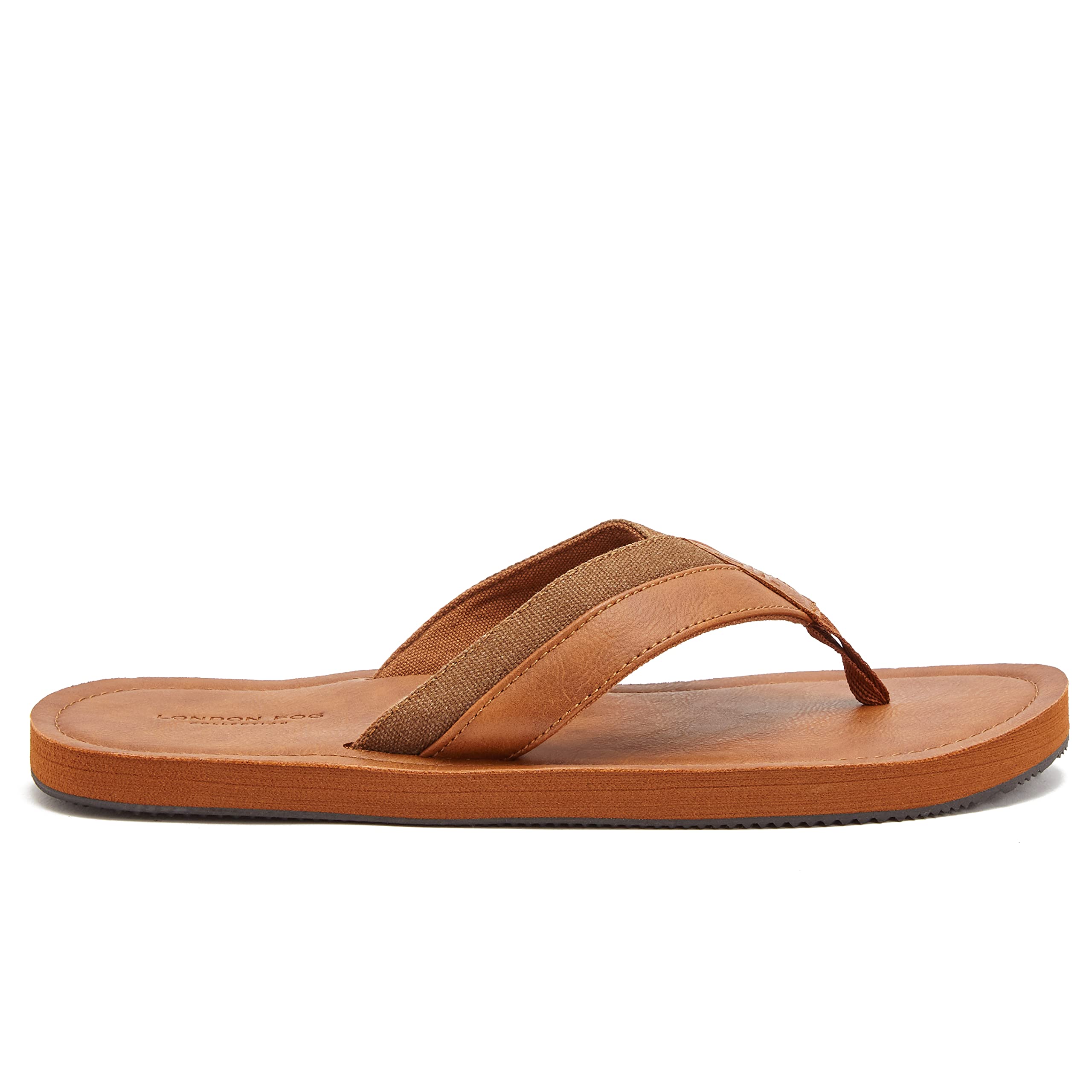LONDON FOG Trevon Men's Athletic Thong Sandals | Comfortable Flip Flops for Men Size 7-13 | Black, Grey, Brown Options | Perfect for Beach, Pool & Casual Wear