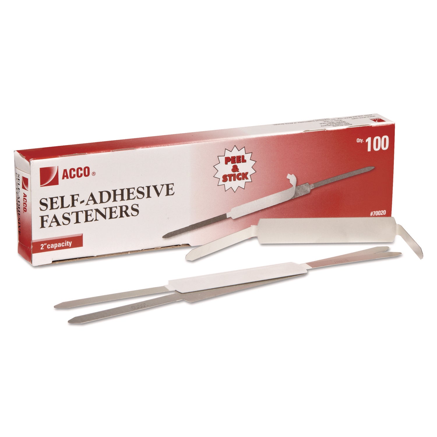 ACCO Self-Adhesive Two-Prong Paper Fastener Bases - 2 Capacity, 2.75