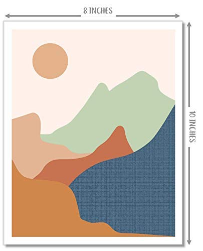 Modern Abstract Mountain Landscapes Wall Art Prints - Set of 2 Unframed (8x10) - Perfect for Living Room, Bedroom & Office Decor