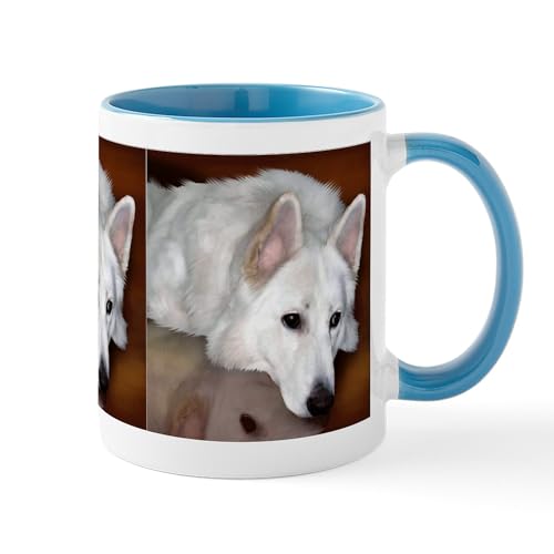 White/Blue Inside - White German Shepherd Dog Mug