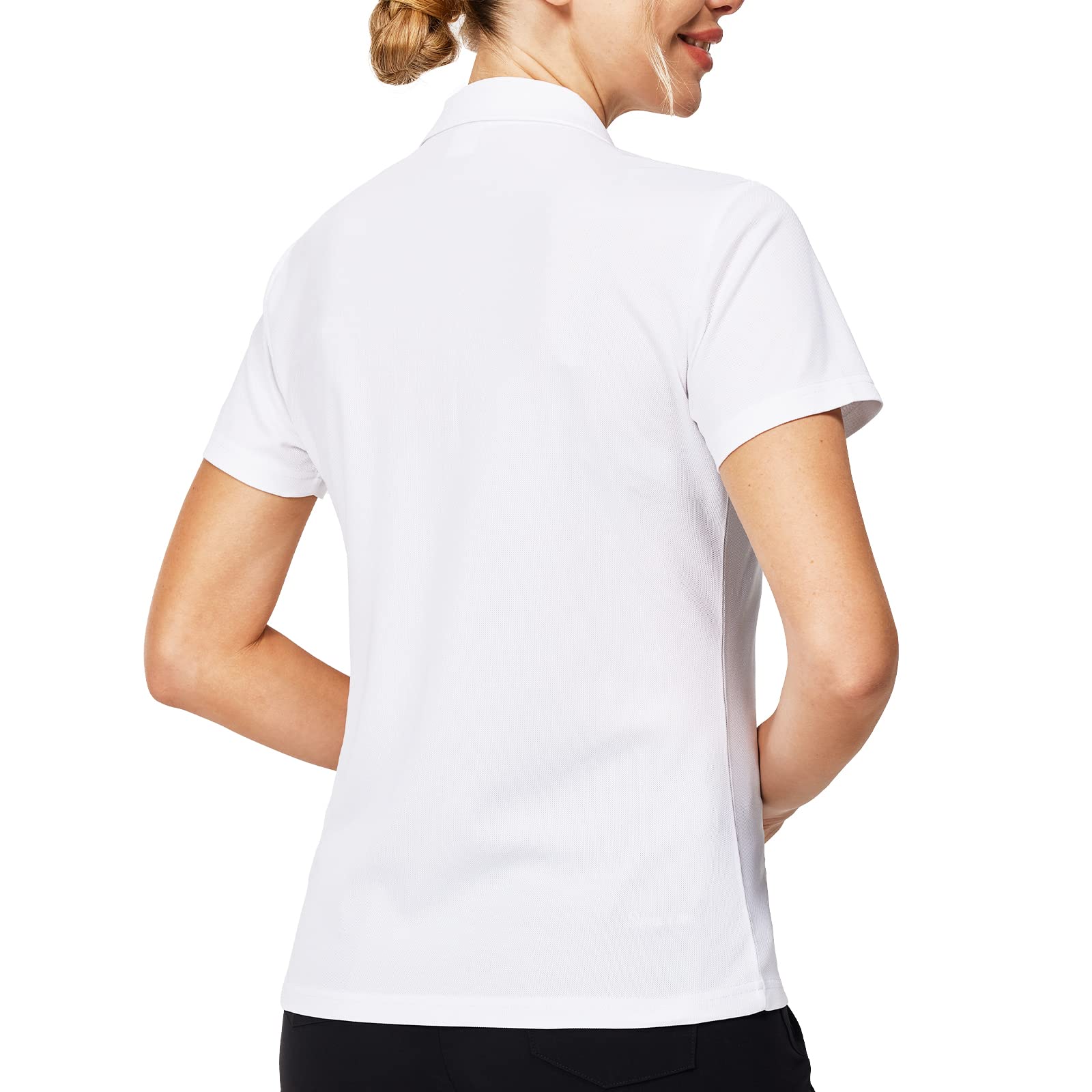 Casei Women's Quick Dry Moisture Wicking Polo Shirts - Breathable Golf Shirts in Black & White for Sports & Casual Wear