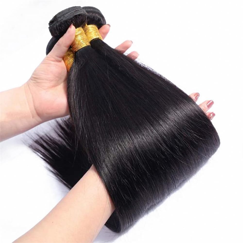 12A Brazilian Straight Virgin Human Hair Bundles - 4 Packs 20 22 24 26 Inch 100% Unprocessed Natural Black Hair Extensions for Women | Perfect for Daily Styling, Weaves & Professional Salon Use